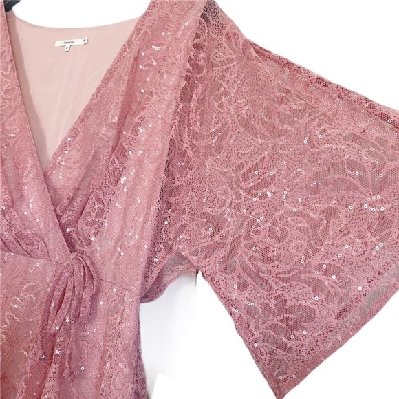NWT TULAROSA Autumn Dress Lace Sequin Dusty Rose M - Picture 7 of 12